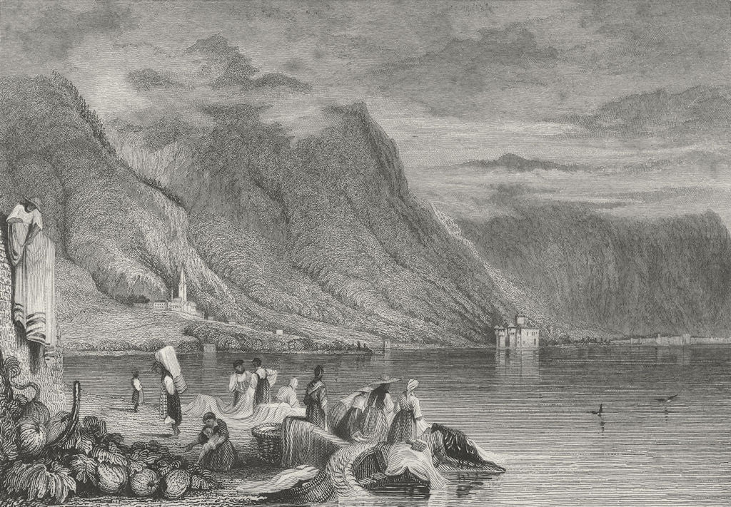 CHILLON. Swiss Montreux Prout lake Geneva 1830 old antique print picture
